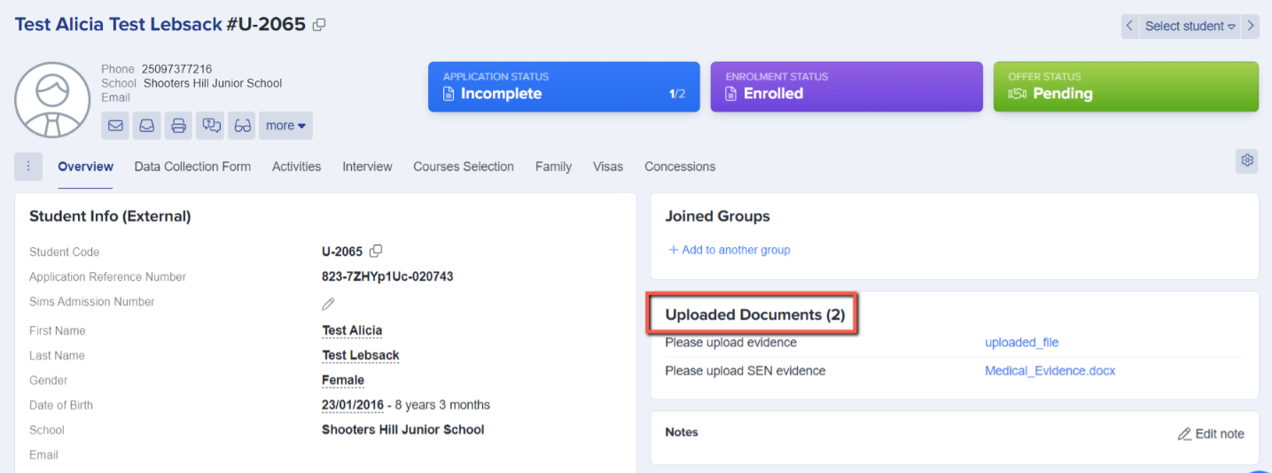 How to use the student profile