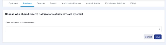 Adding staff to receive reviews