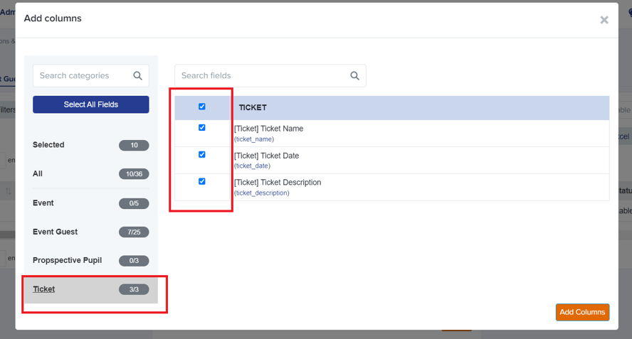 Add Column Button How to create a view and add columns to your Event Guests table