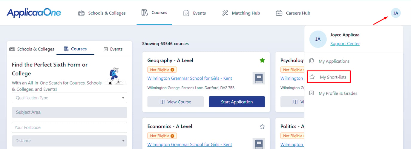 How to Mark Courses as Favourites on ApplicaaOne